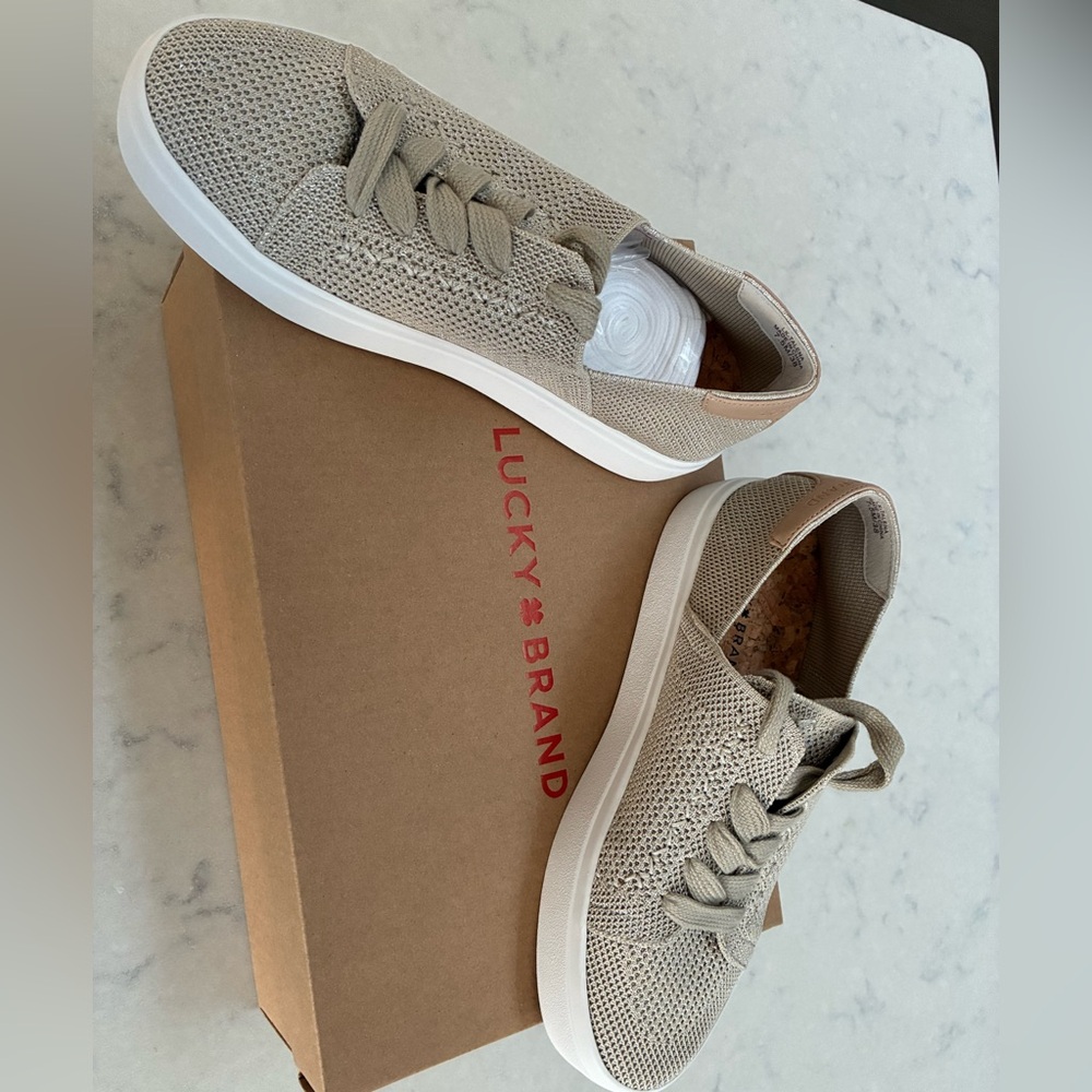 Lucky Brand Taupe Knit Casual Sneakers